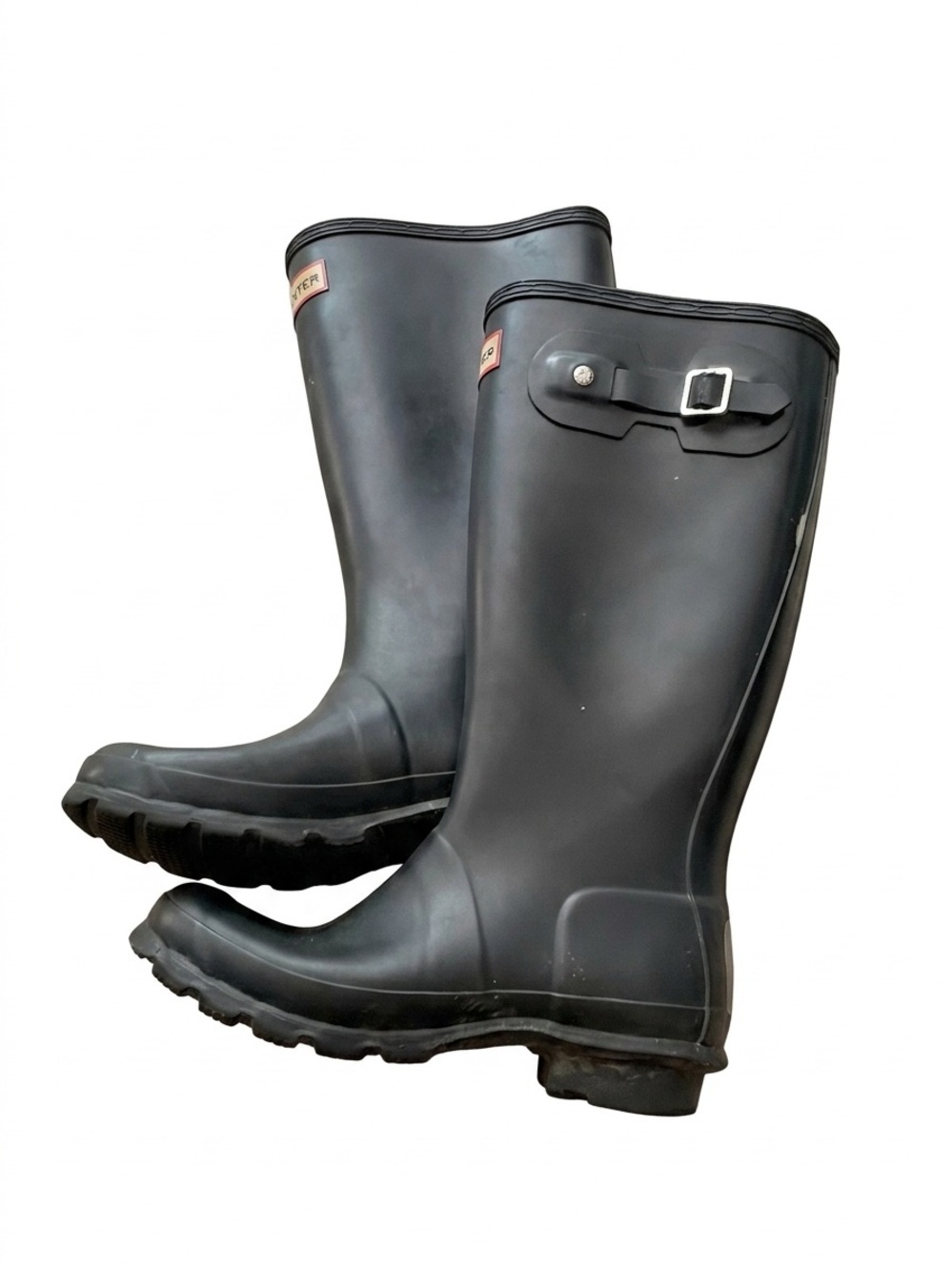 Hunter Black Gloss Kids Rain Boot (Interior View)
